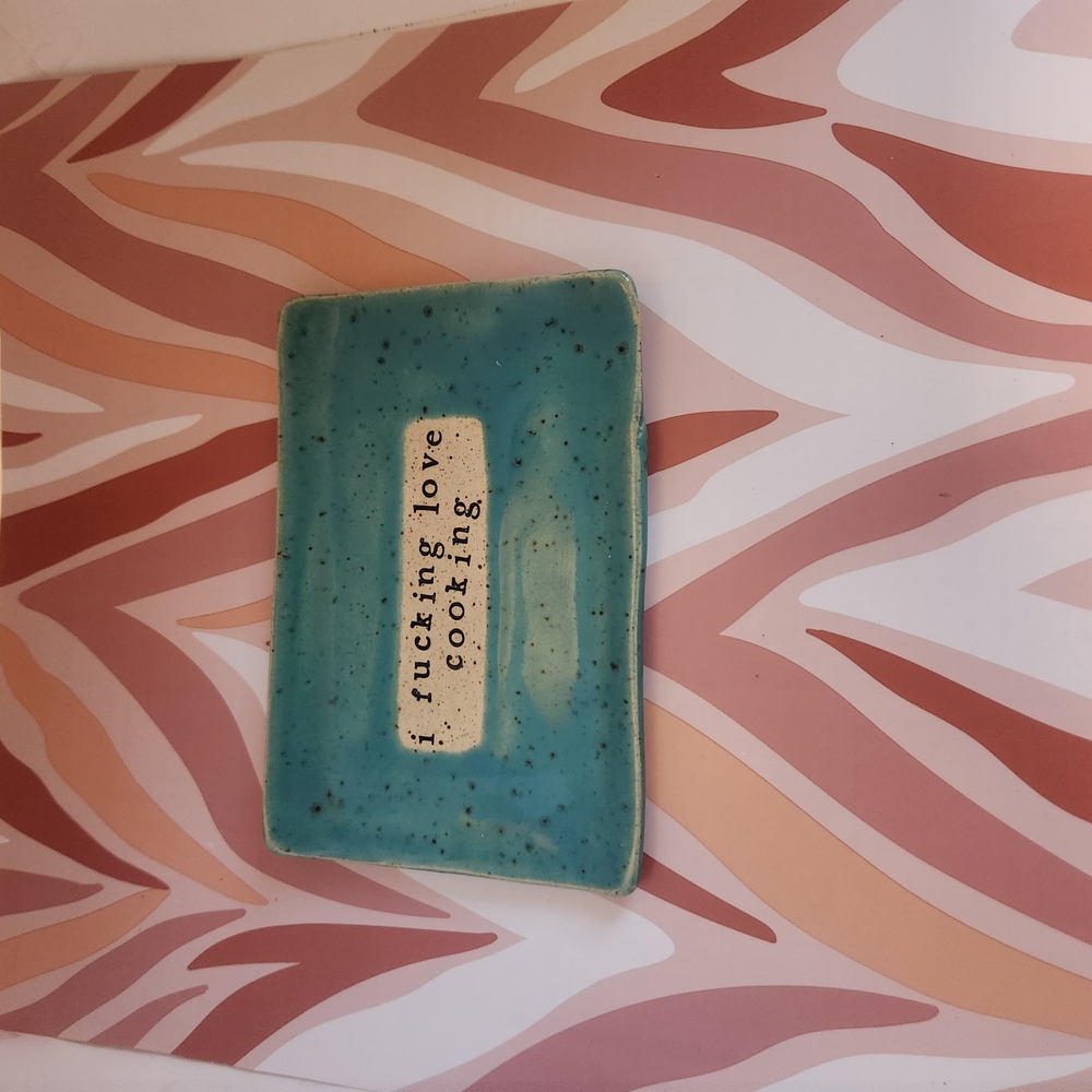 Quirky Blue Ceramic Cooking Plate